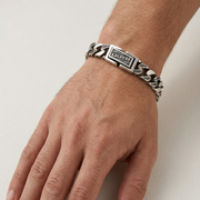 925 Sterling Silver Tattoo Inspired Chain Bracelet for Men